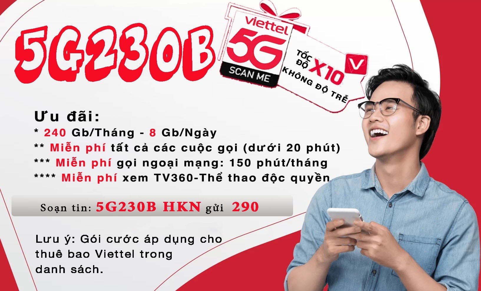 Đăng ký gói cước 5G230B ViettelData5G